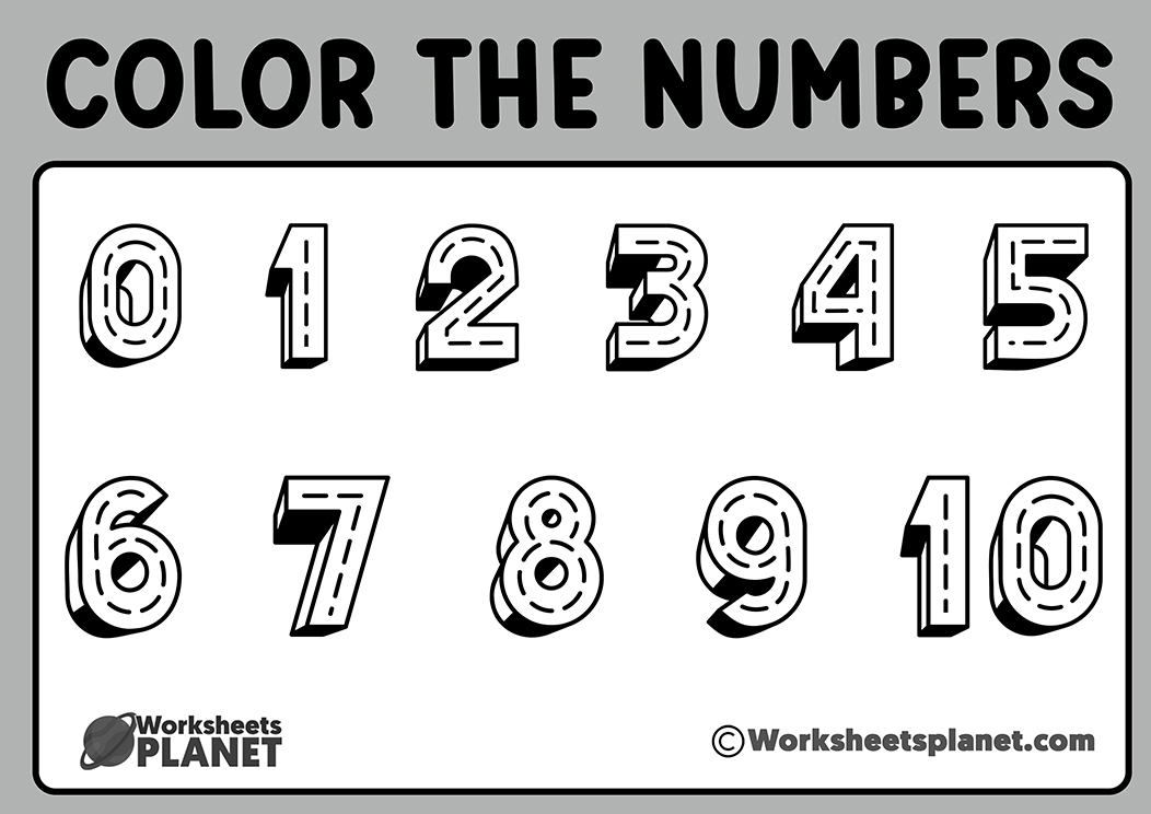 Coloring Numbers Workshhets From 0 To 10 Coloring Pages For Children