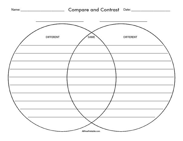 Compare And Contrast Graphic Free Printable