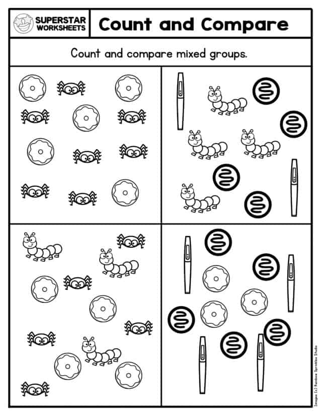 compare numbers kindergarten worksheets