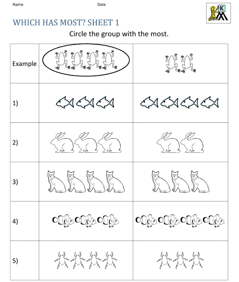 Compare Numbers Kindergarten Worksheets Printable Kindergarten Worksheets