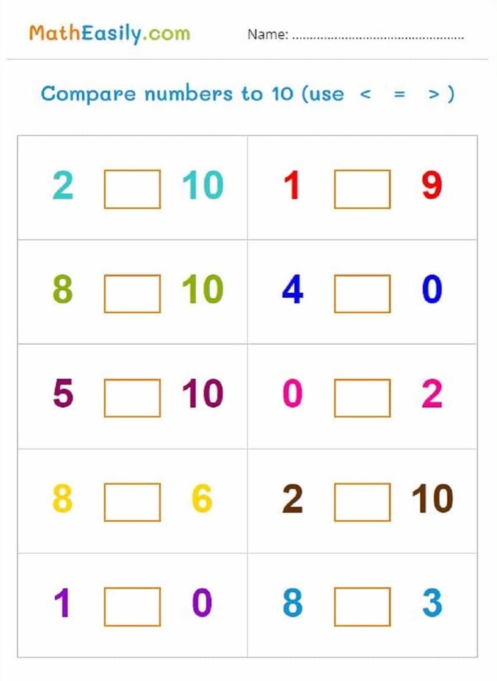 Compare Numbers Kindergarten Worksheets Printable Kindergarten Worksheets