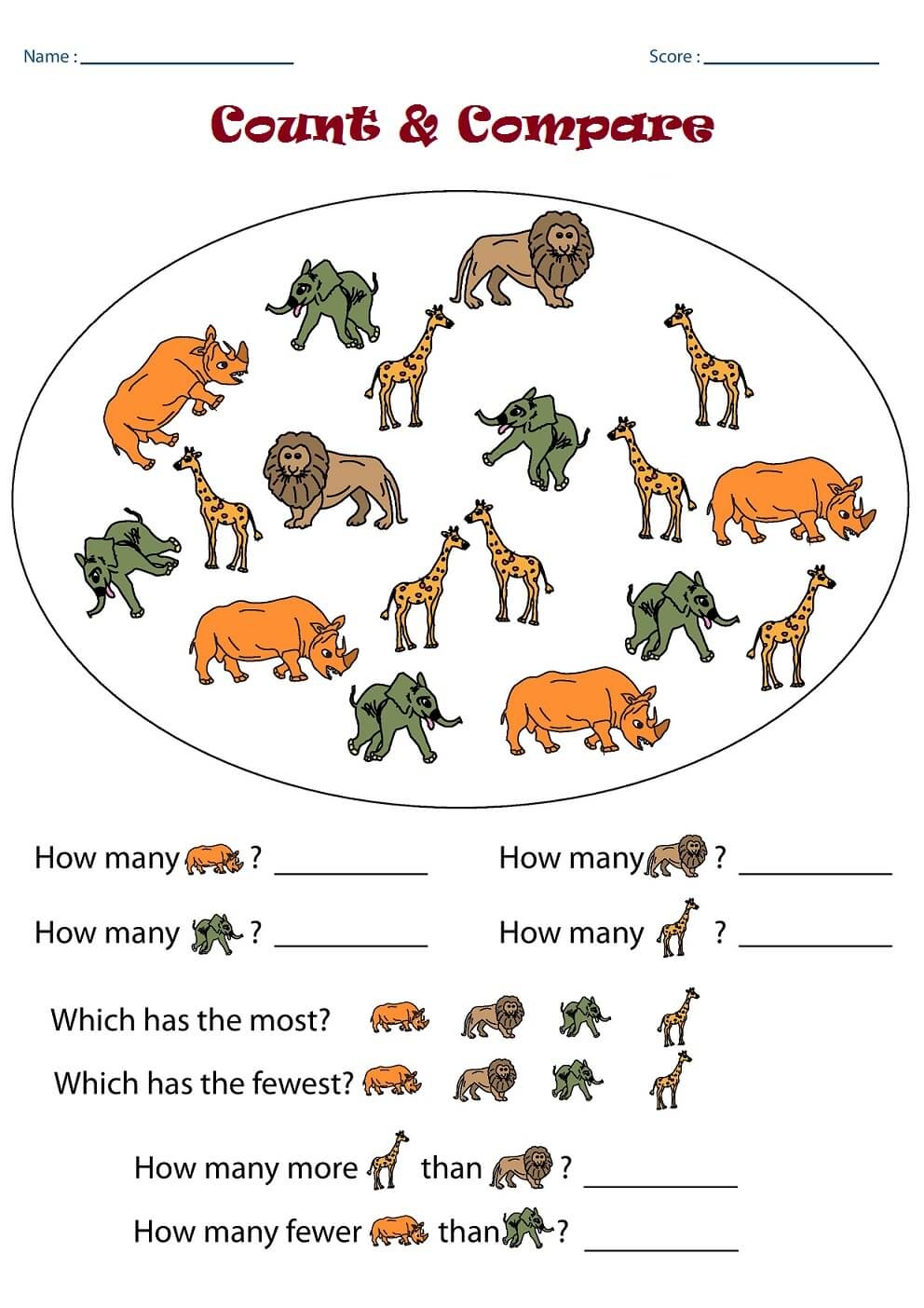 Compare Numbers Kindergarten Worksheets