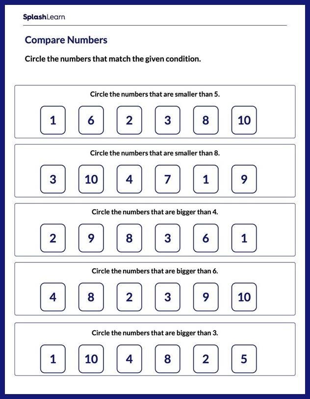 compare numbers worksheet