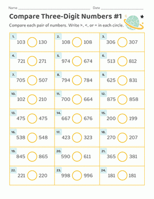 Compare Three Digit Numbers 1 Worksheet Education