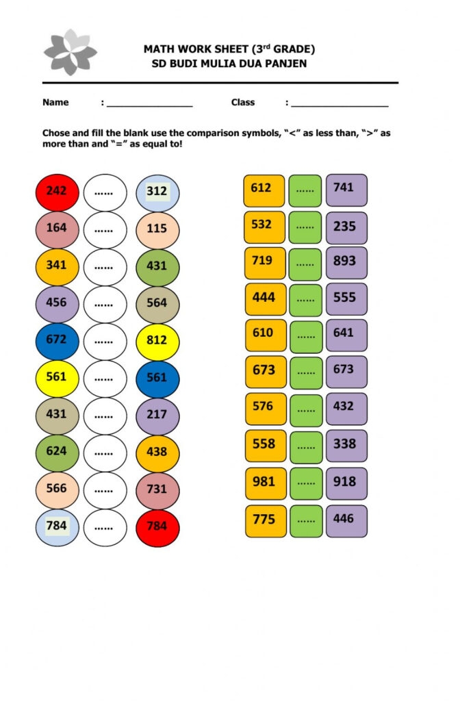 Compare Three Digit Numbers Worksheet AlphabetWorksheetsFree