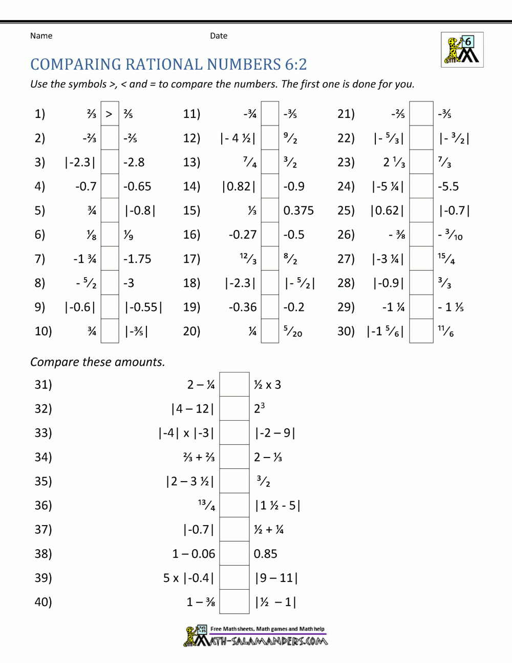 Comparing And Ordering Rationals Irrationals Coloring Worksheet 
