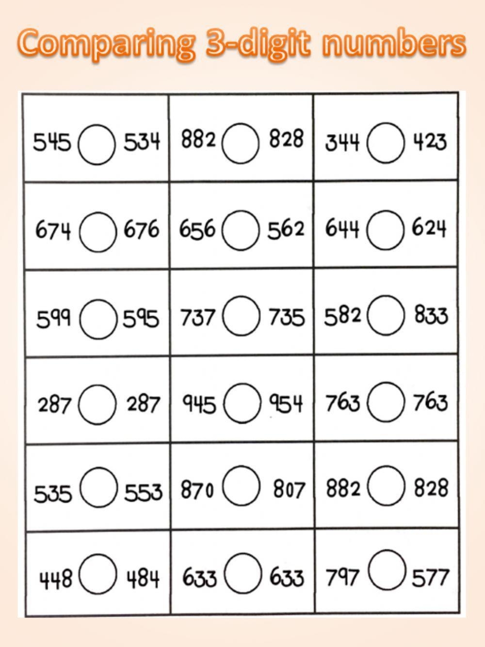 Comparing Numbers 3 digits Worksheet Live Worksheets Worksheets Library