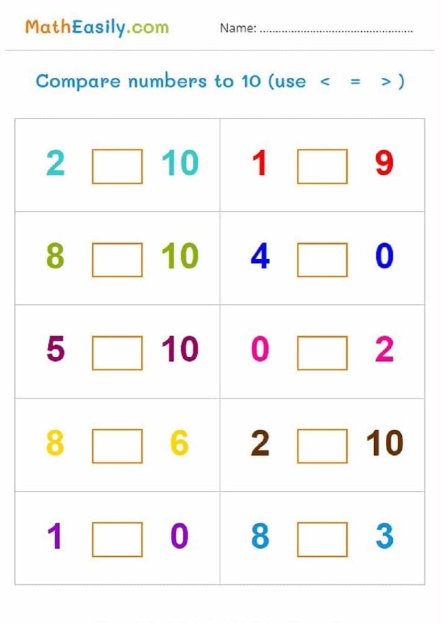Comparing Numbers Kindergarten Worksheets Printable Kindergarten 