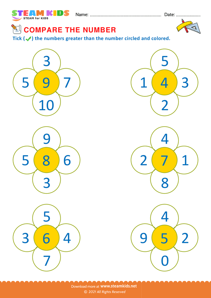 Comparing Numbers Numbers Worksheet For Kindergarten STEAM KIDS