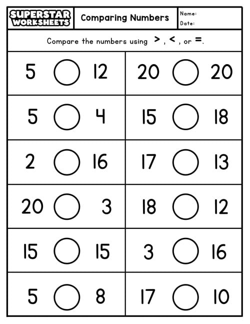 Comparing Numbers Superstar Worksheets Worksheets Library