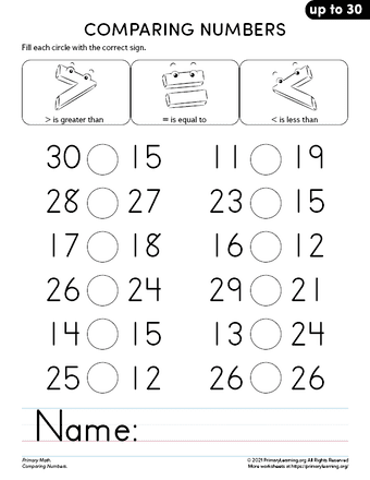 Comparing Numbers Up To 30 Part 2 PrimaryLearning Org