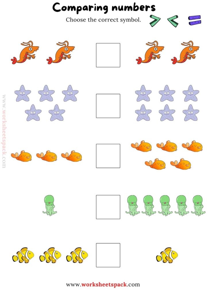 Comparing Numbers Worksheet Comparing Numbers And Amounts Up To 10 