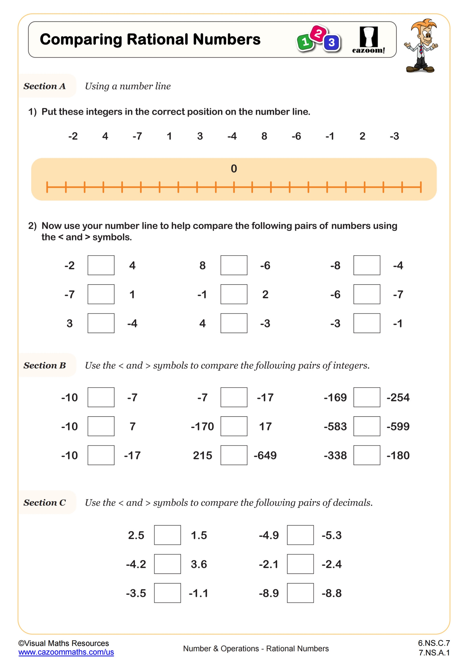 Comparing Rational Numbers Worksheet Fun And Engaging 6th Grade