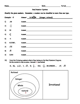comparing real numbers worksheet