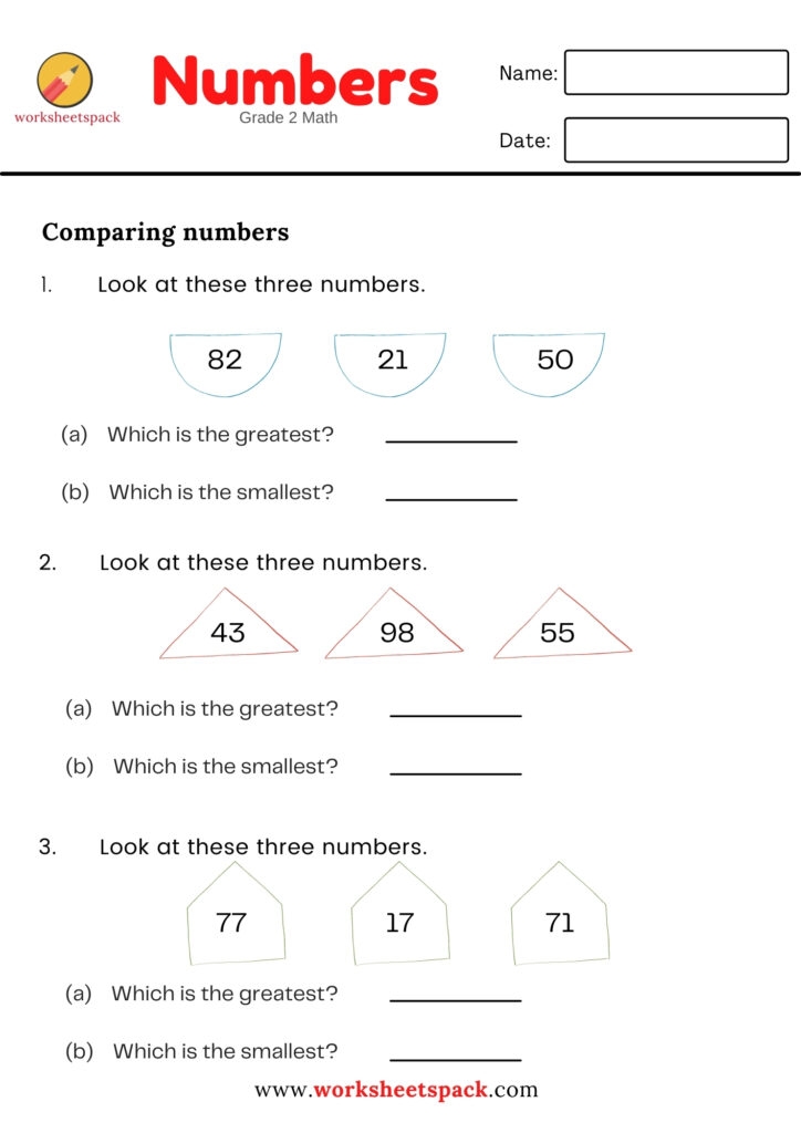 Comparing Two digit Numbers Math Worksheet Twisty Noodle Worksheets 