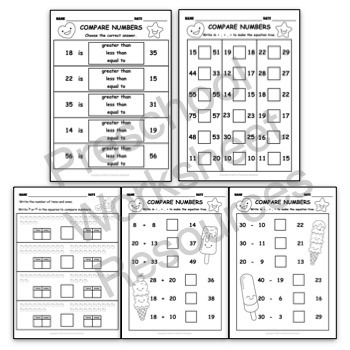 Comparing Two Digit Numbers Worksheet By Pre school Worksheet TPT