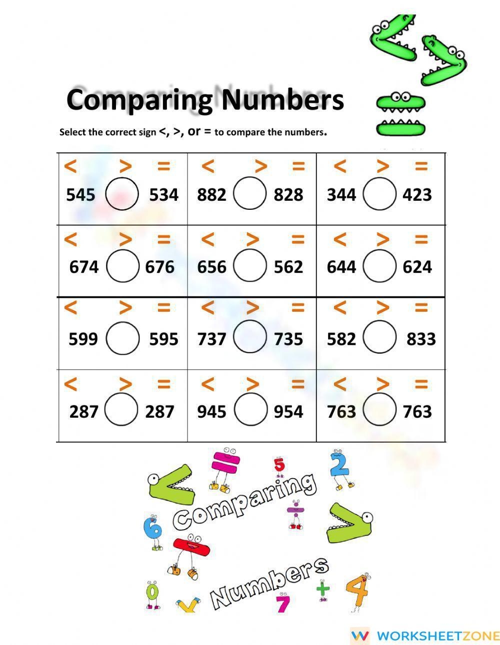 Comparing Two Digit Numbers Worksheet Have Fun Teaching Worksheets 