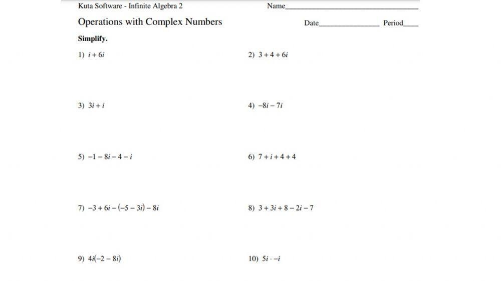Complex Numbers Worksheets Worksheets Library