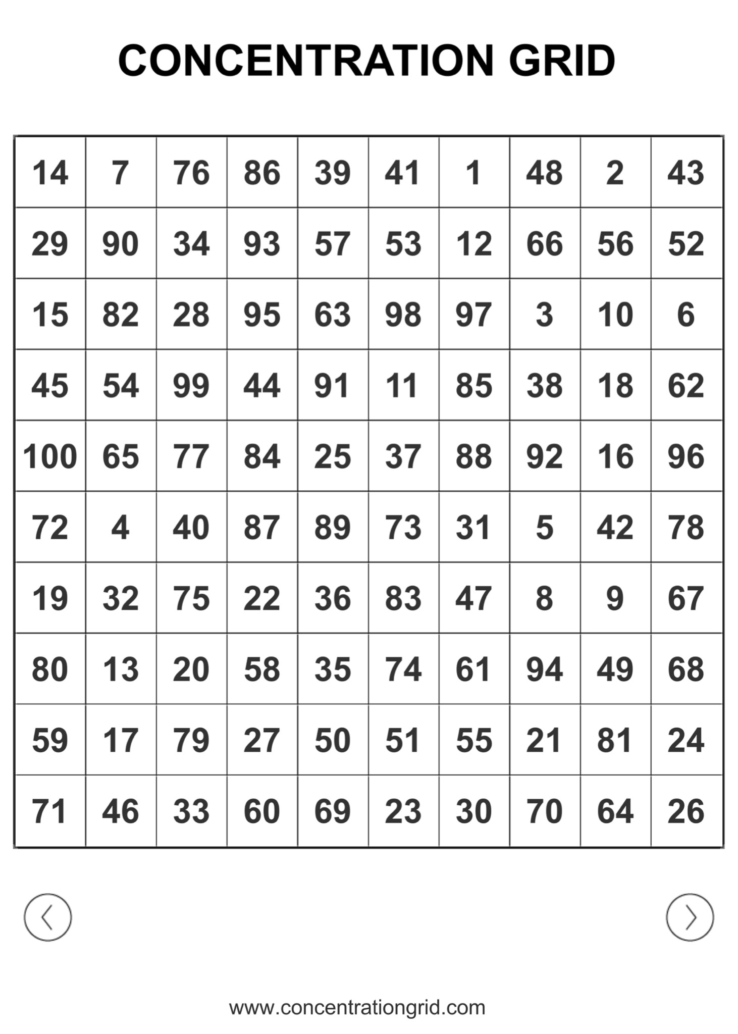 free printable concentration games