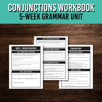Conjunctions Grammar Workbook For Middle School Printable Activities
