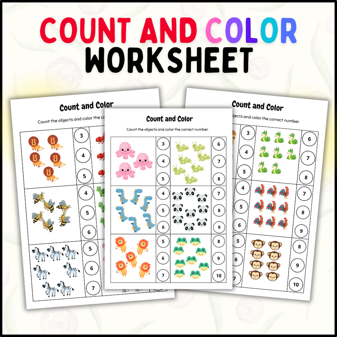 Count And Color Numbers 1 10 Math Worksheets For Preschool And 