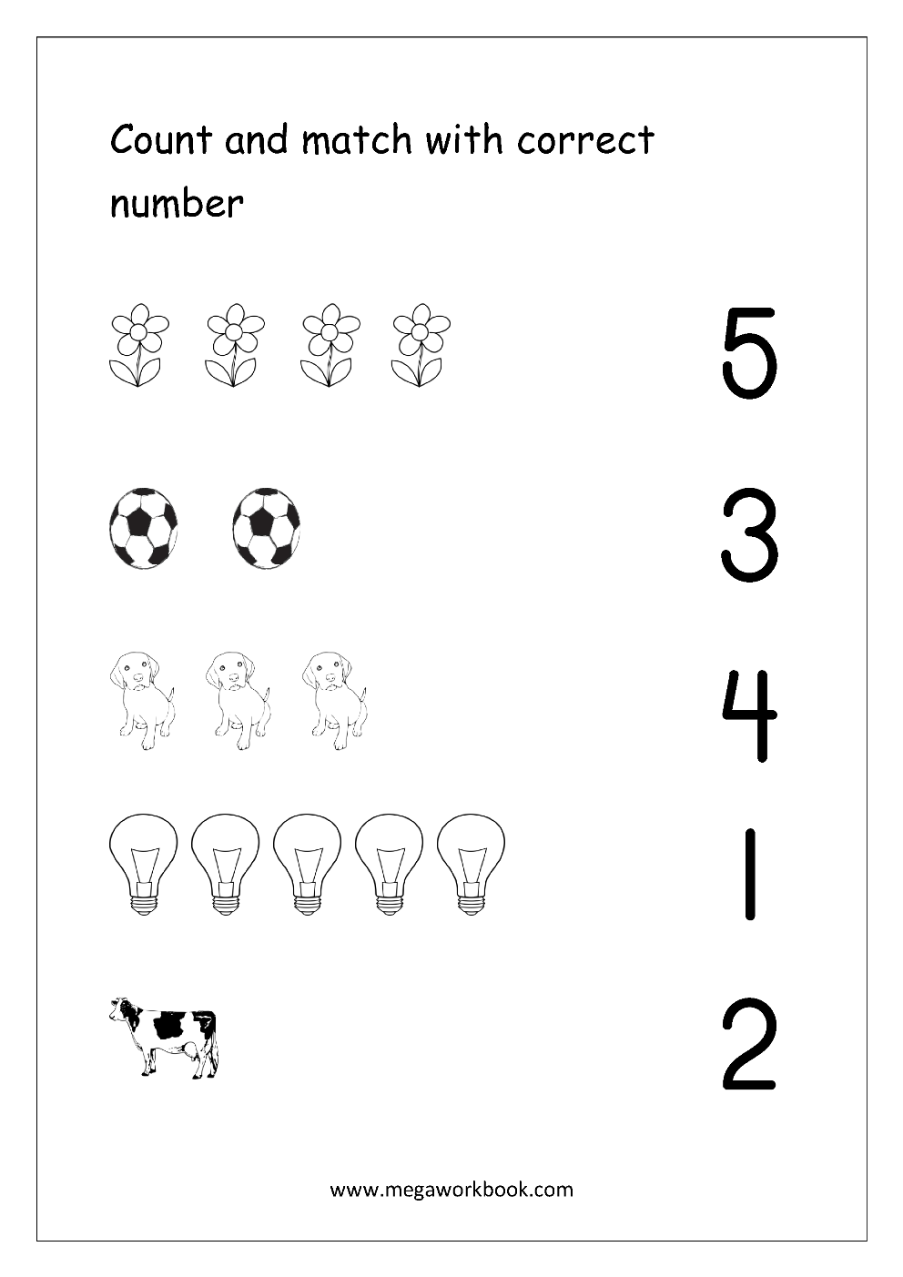matching numbers 1-10 worksheet
