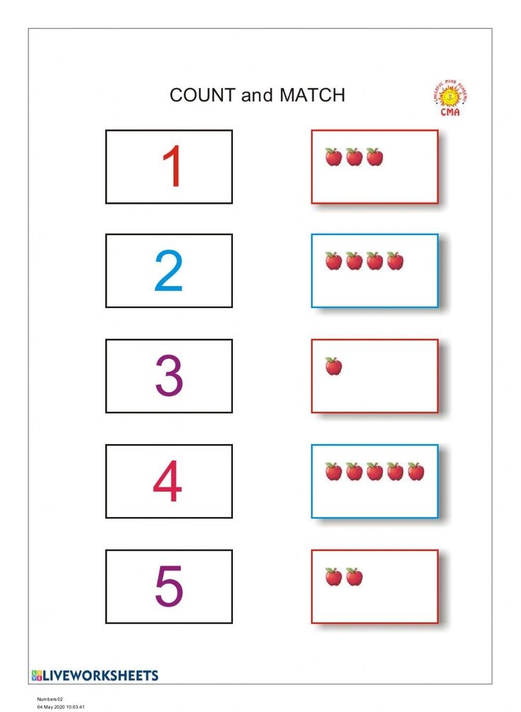 Count And Match Numbers 1 5 Worksheets