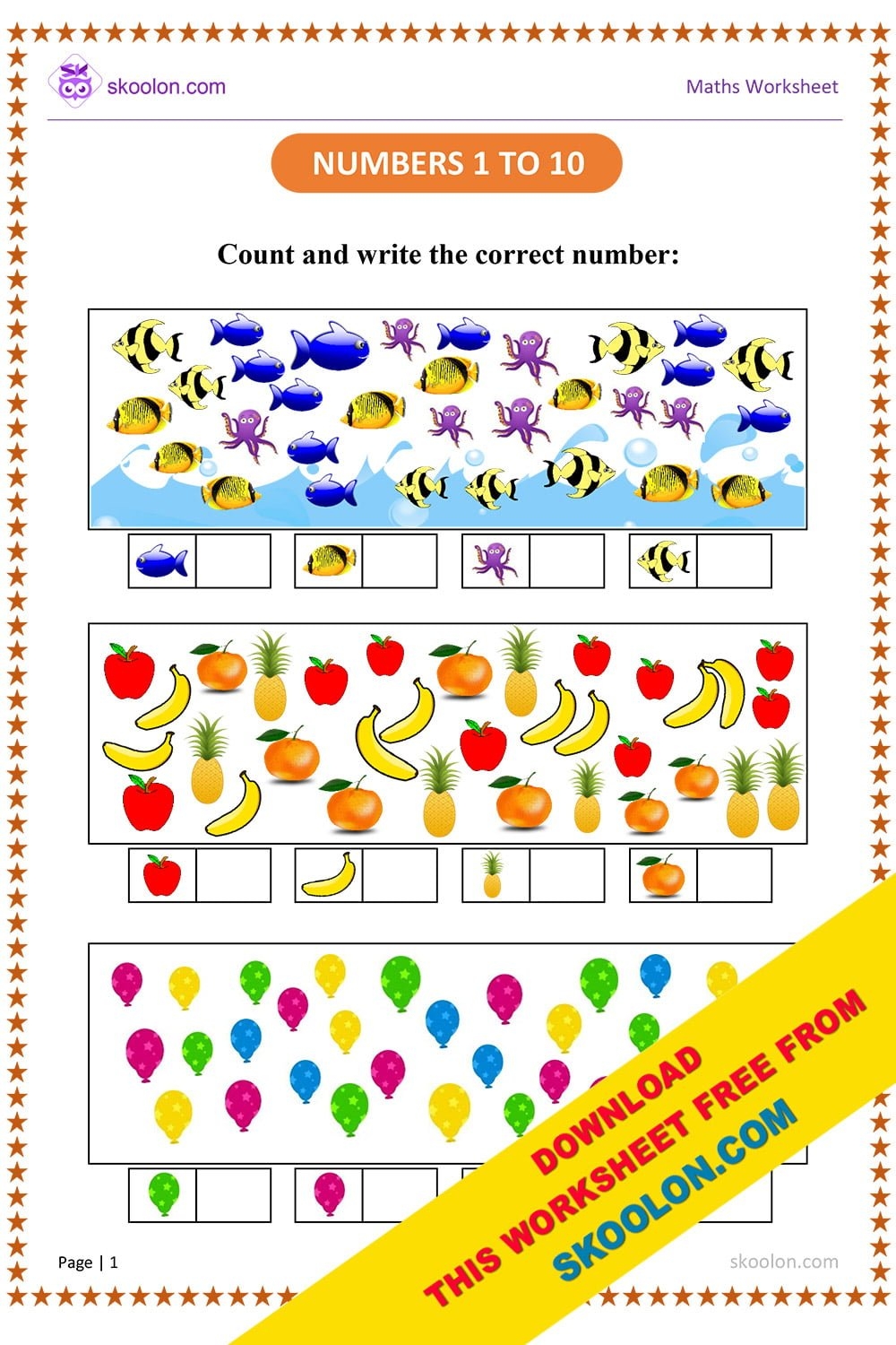 Count And Write Worksheet 1 10 Skoolon