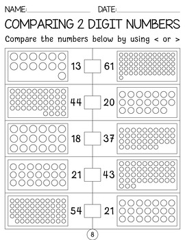 comparing 2 digit numbers worksheets