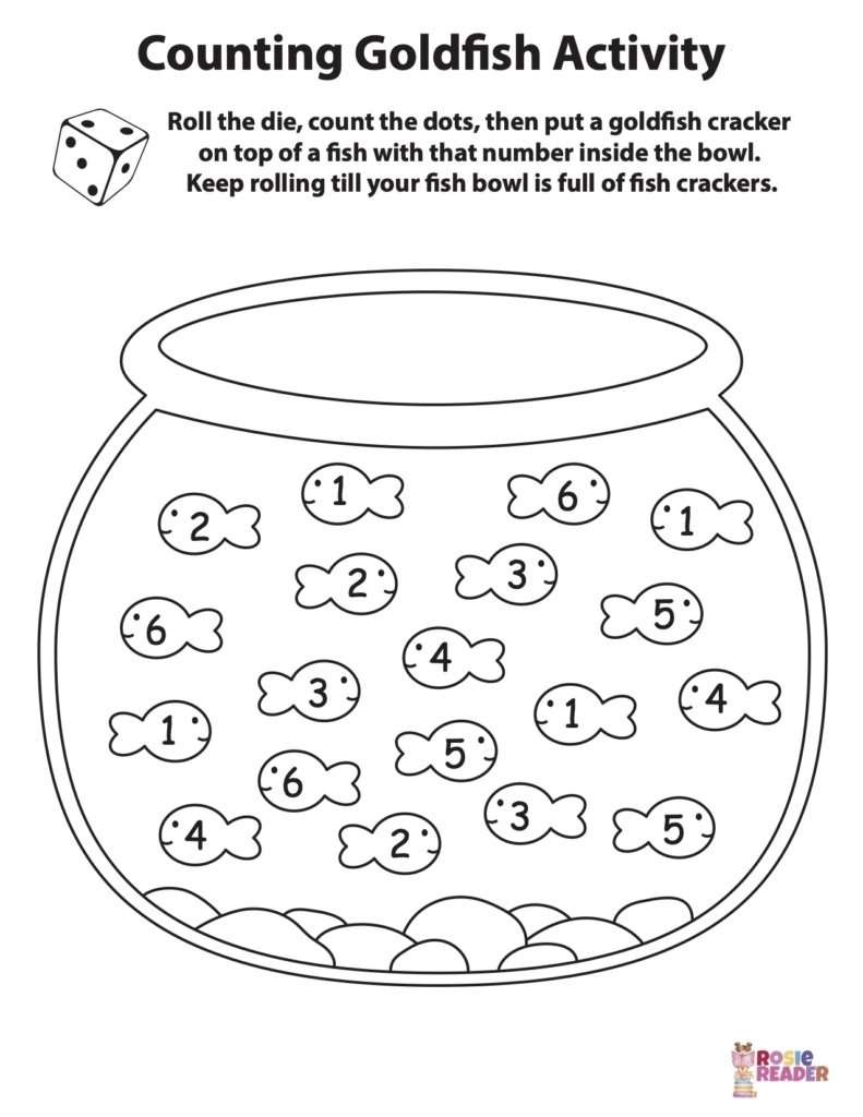 Counting Goldfish Activity Printable Die Reading Adventures For 