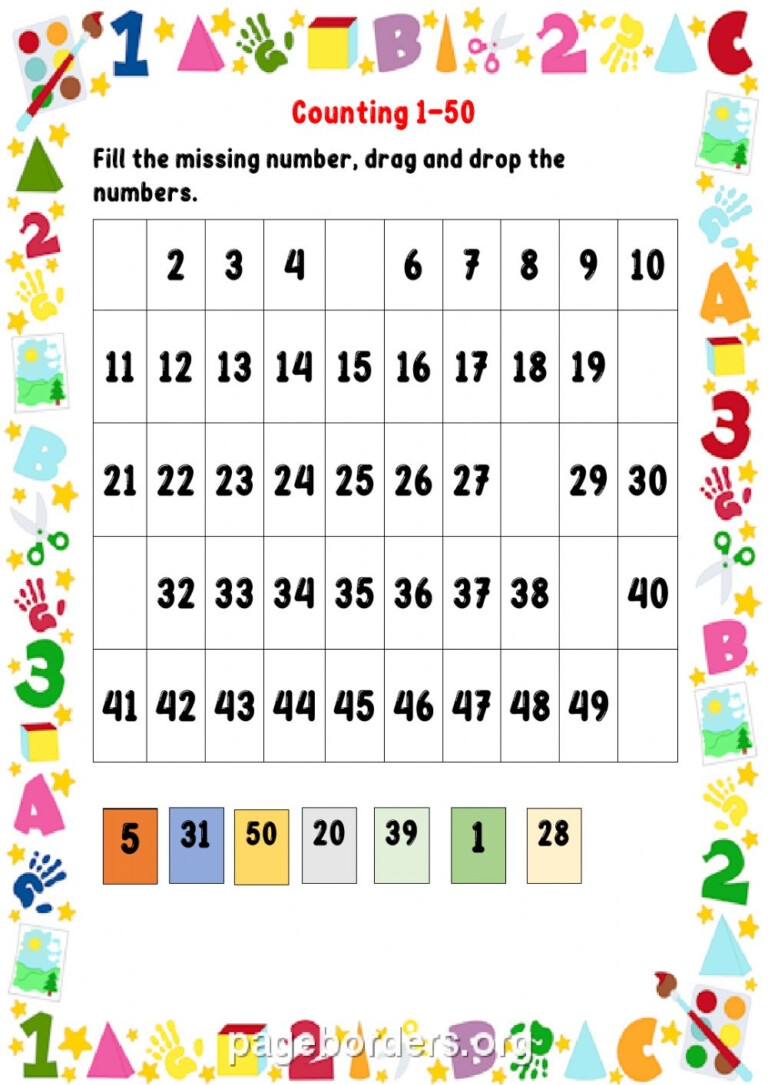 Counting Numbers Worksheets 1 50 CountingWorksheets