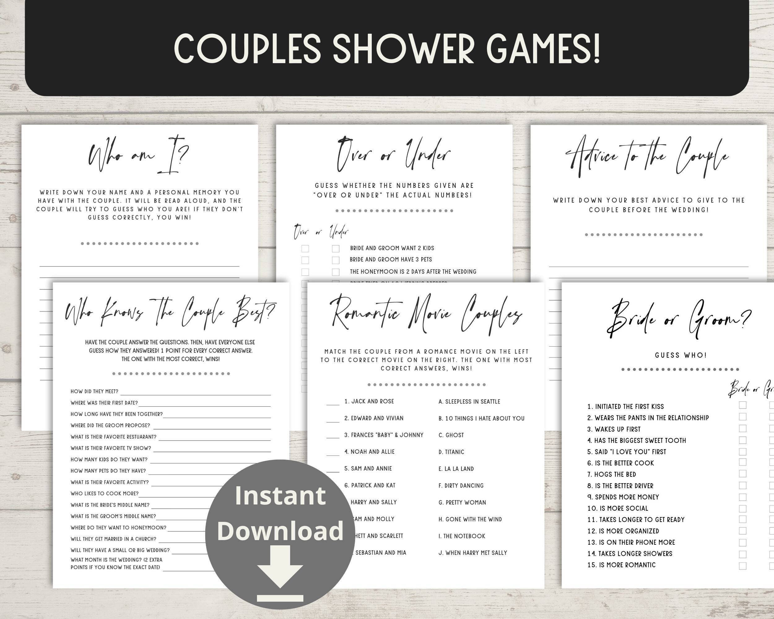 Couples Shower Games Coed Shower Games Wedding Shower Bundle Jack And 
