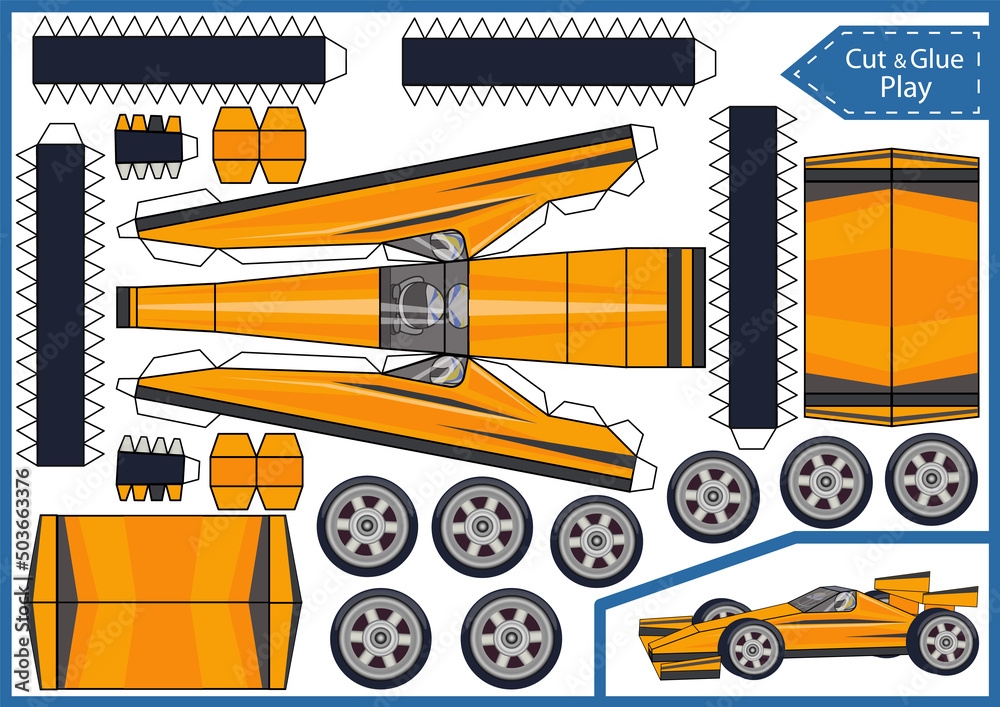 Craft Game Cut And Glue Paper Racing Car Create Papercraft 3d Toy 