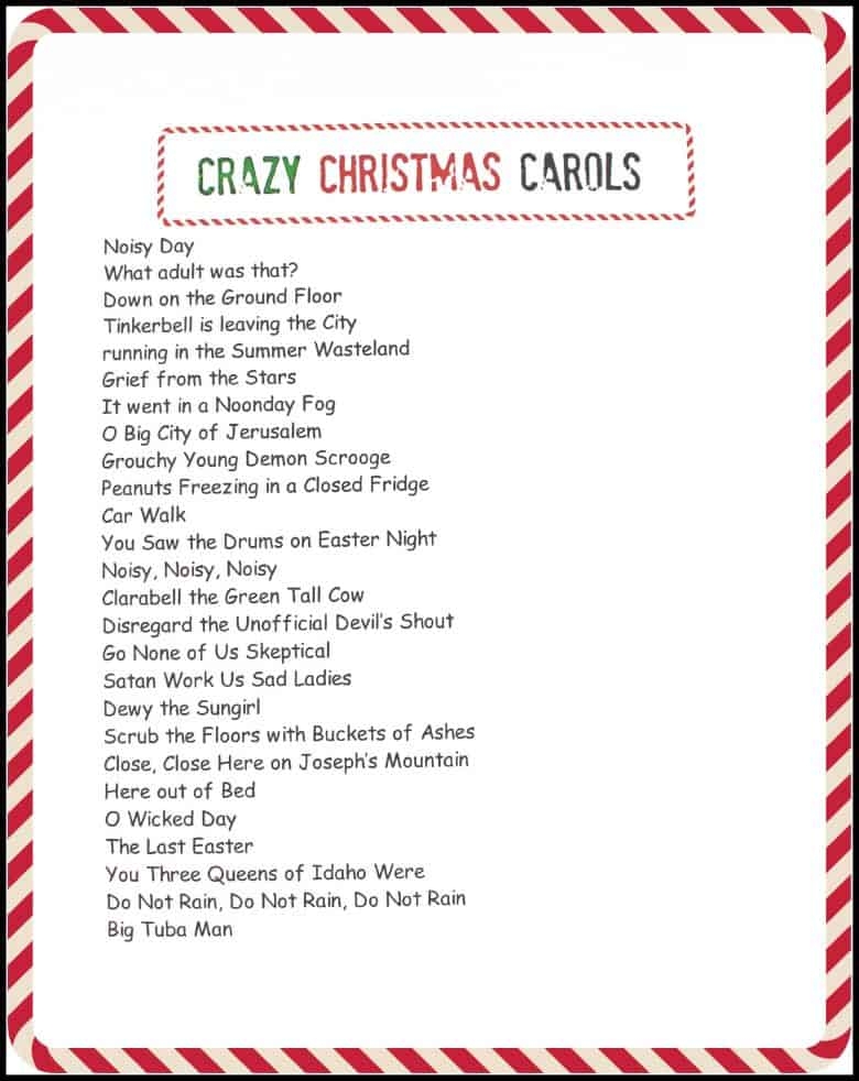 Crazy Christmas Carols Printable A Girl And A Glue Gun