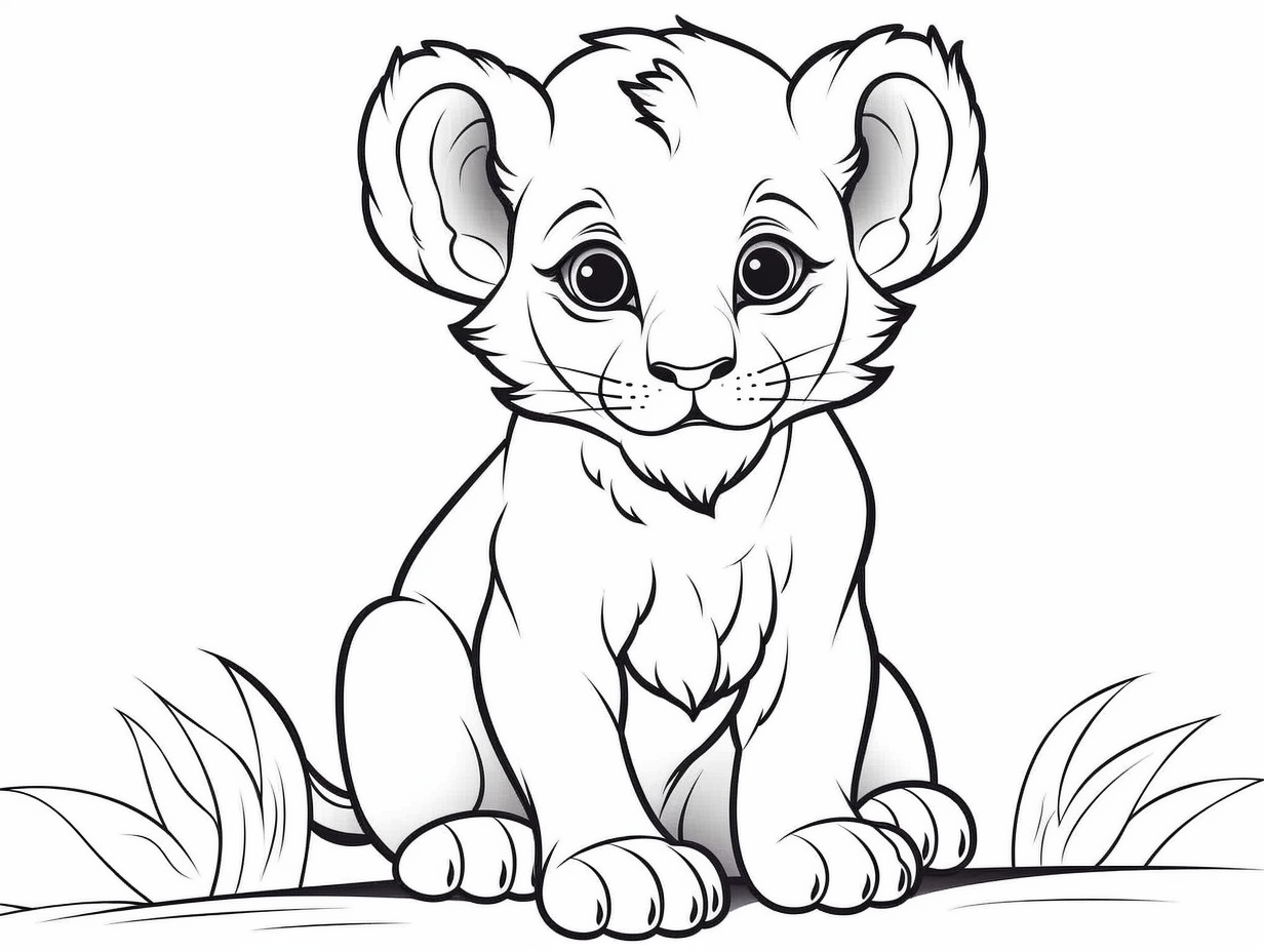 Cuddly Lion Cub Coloring Page Coloring Page