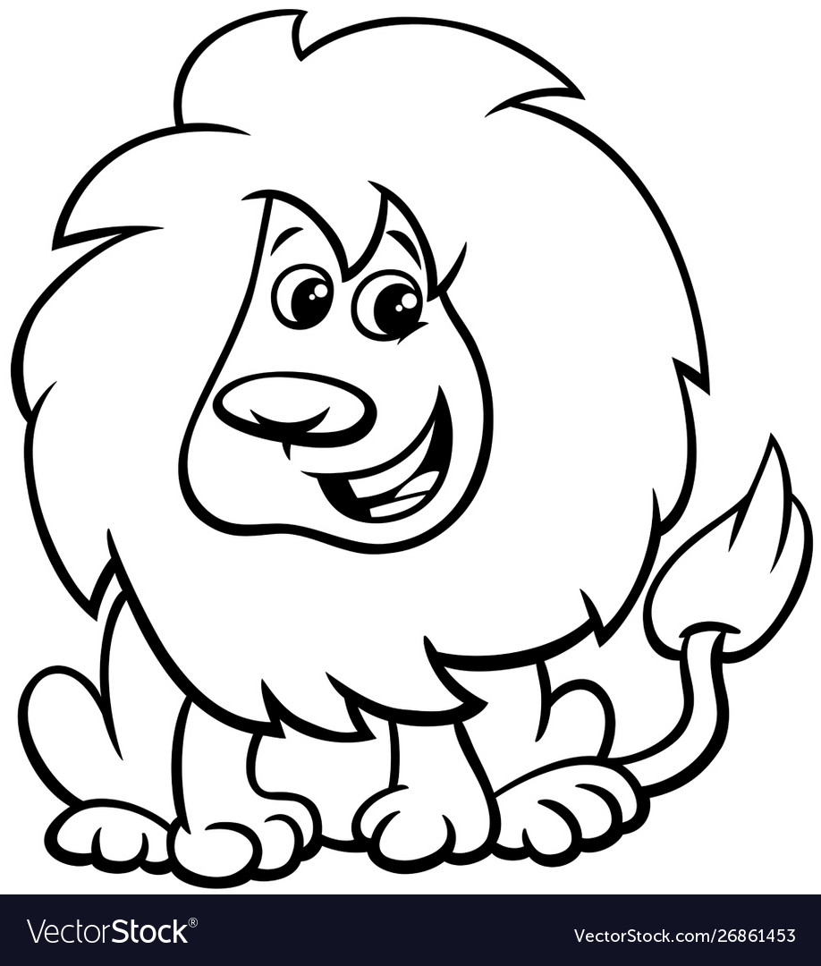 Cute Lion Animal Character Cartoon Color Book Vector Image