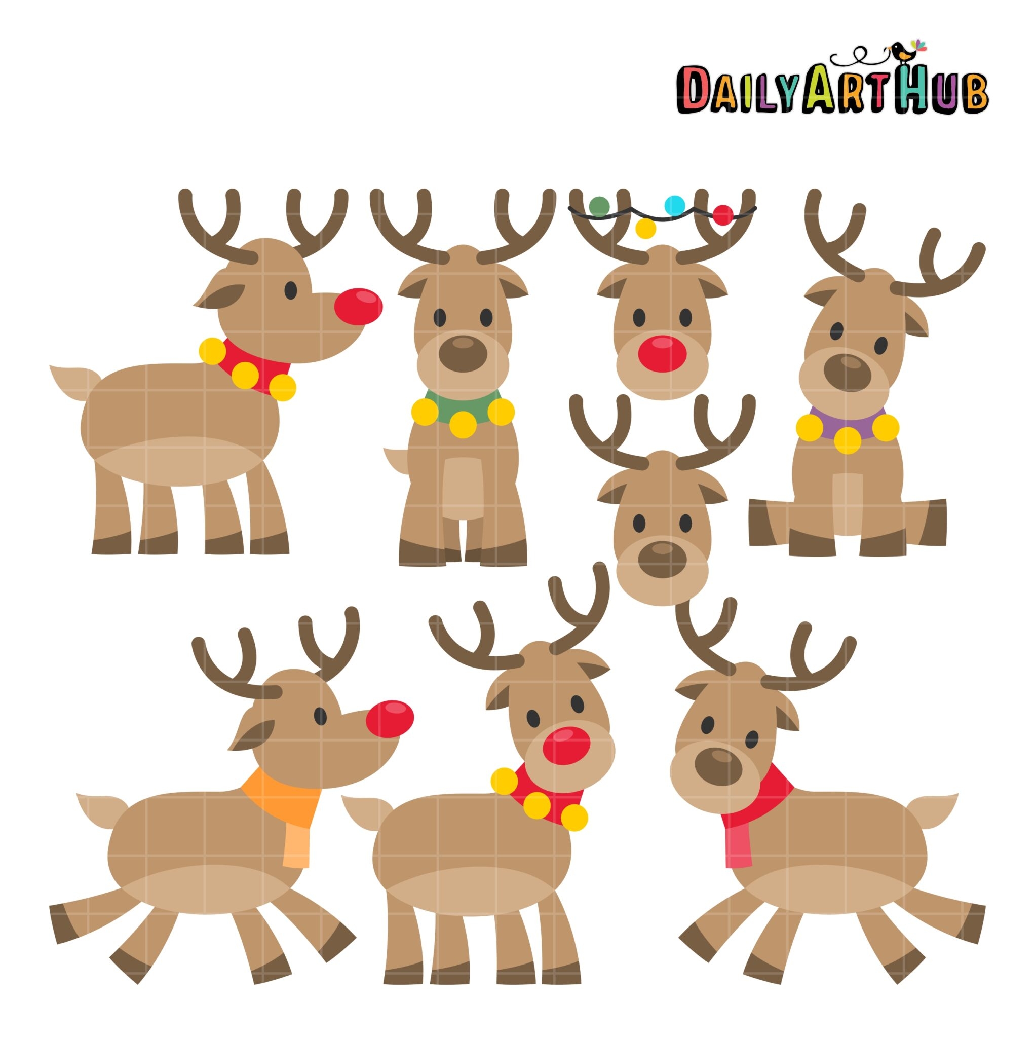 Cute Reindeers Clip Art Set Daily Art Hub Graphics Alphabets SVG