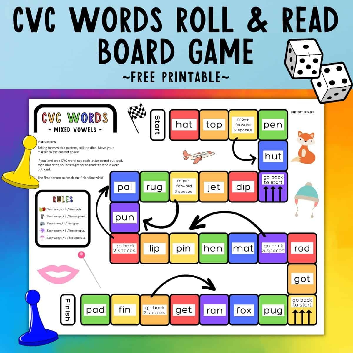 free printable cvc games for kindergarten