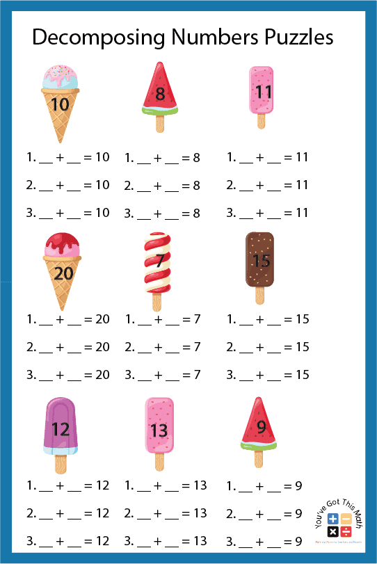 composing and decomposing numbers worksheet