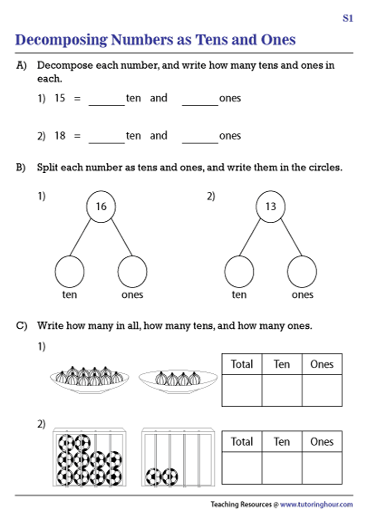 Decomposing Numbers As Tens And Ones Worksheets Worksheets Library