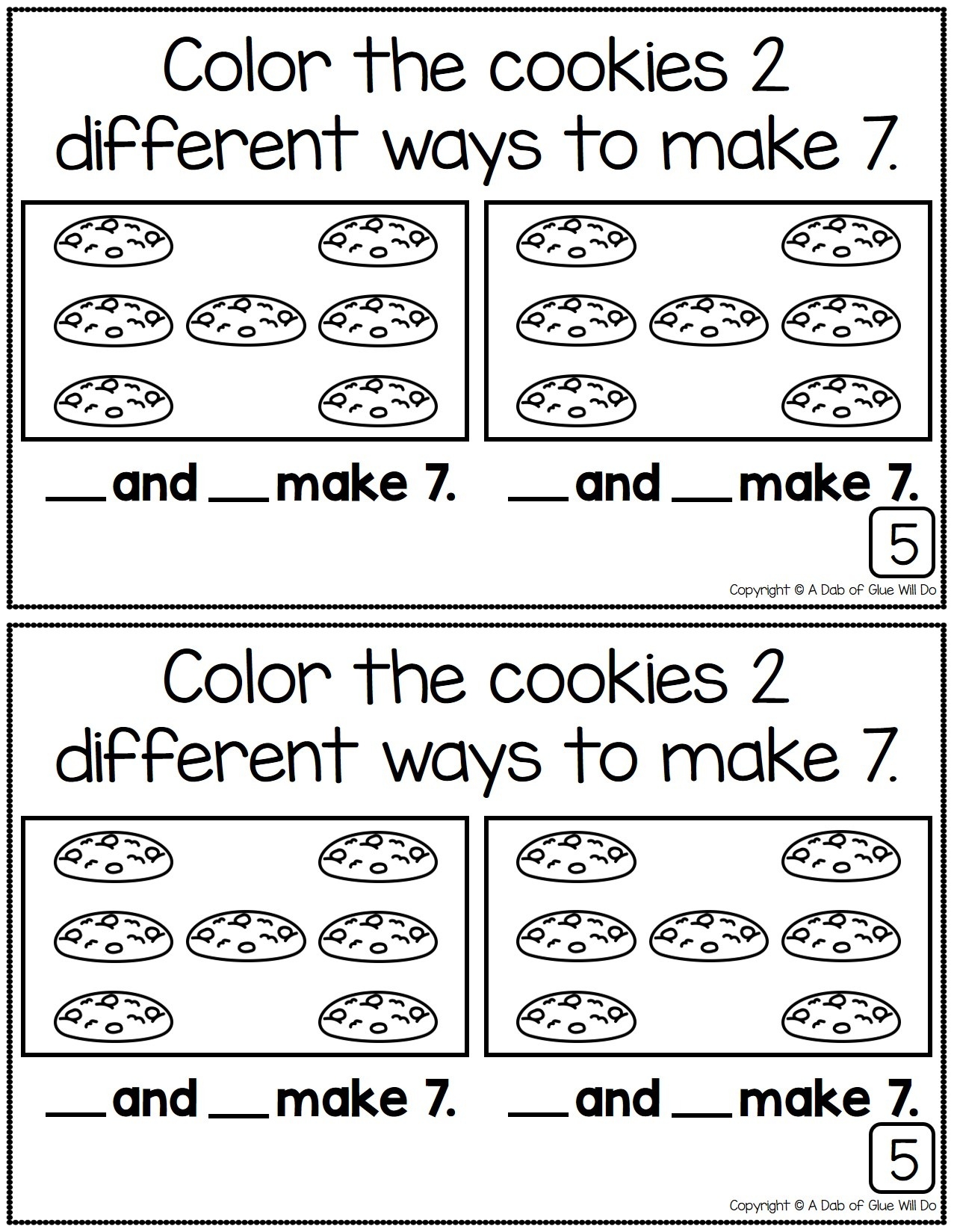 Decomposing Numbers Math Review Journal For Kindergarten Worksheets
