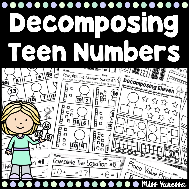 Decomposing Teen Numbers Worksheets Instant Download Printable PDF 