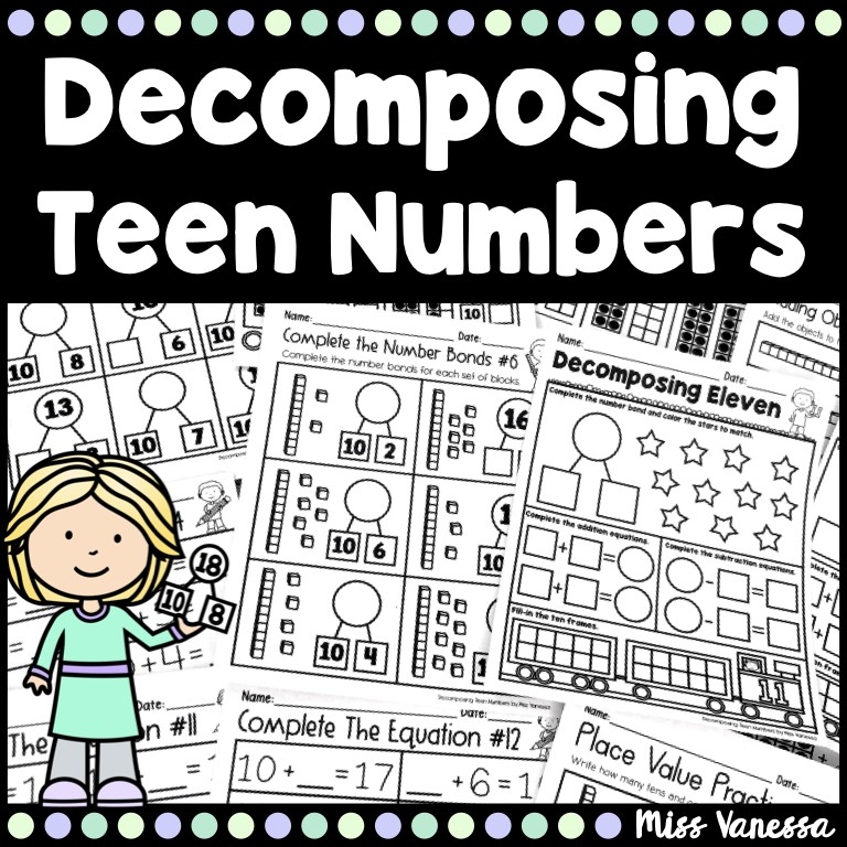 Decomposing Teen Numbers Worksheets Kindergarten Nation