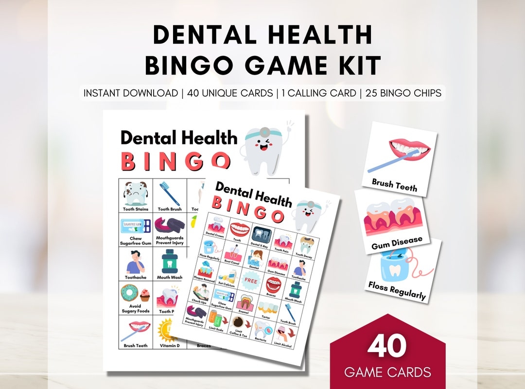Dental BINGO Game Oral Hygiene Bingo Health Games Patient Education 
