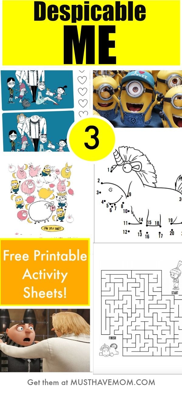 Despicable Me 3 Free Printables Activity Sheets Minion Activity Sheets 