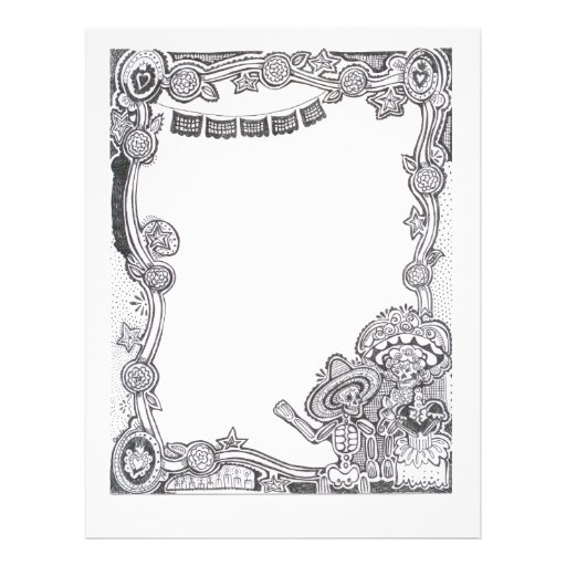 Dia De Los Muertos Skeleton Frame Letterhead Template Zazzle