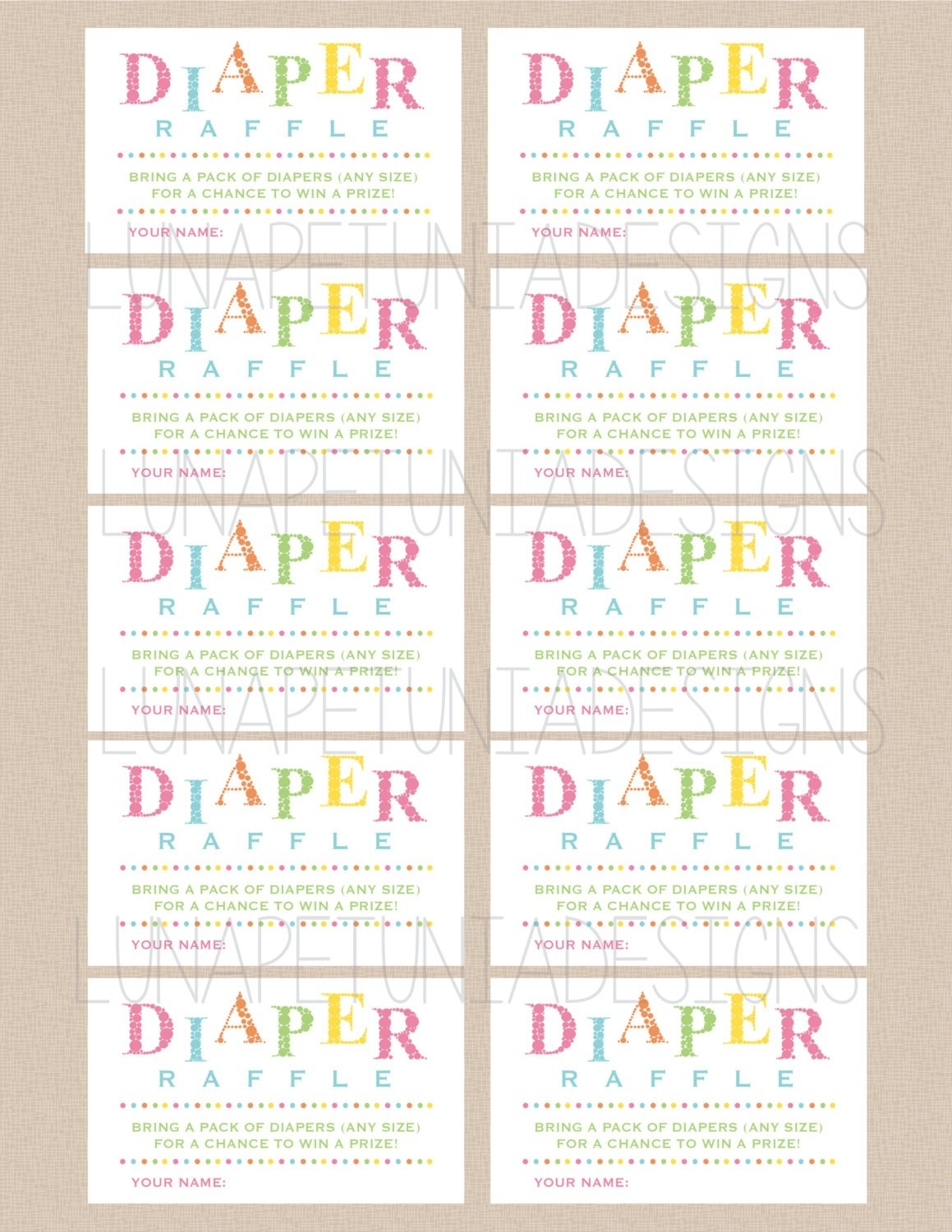 Diaper Raffle Free Printable Free Printable