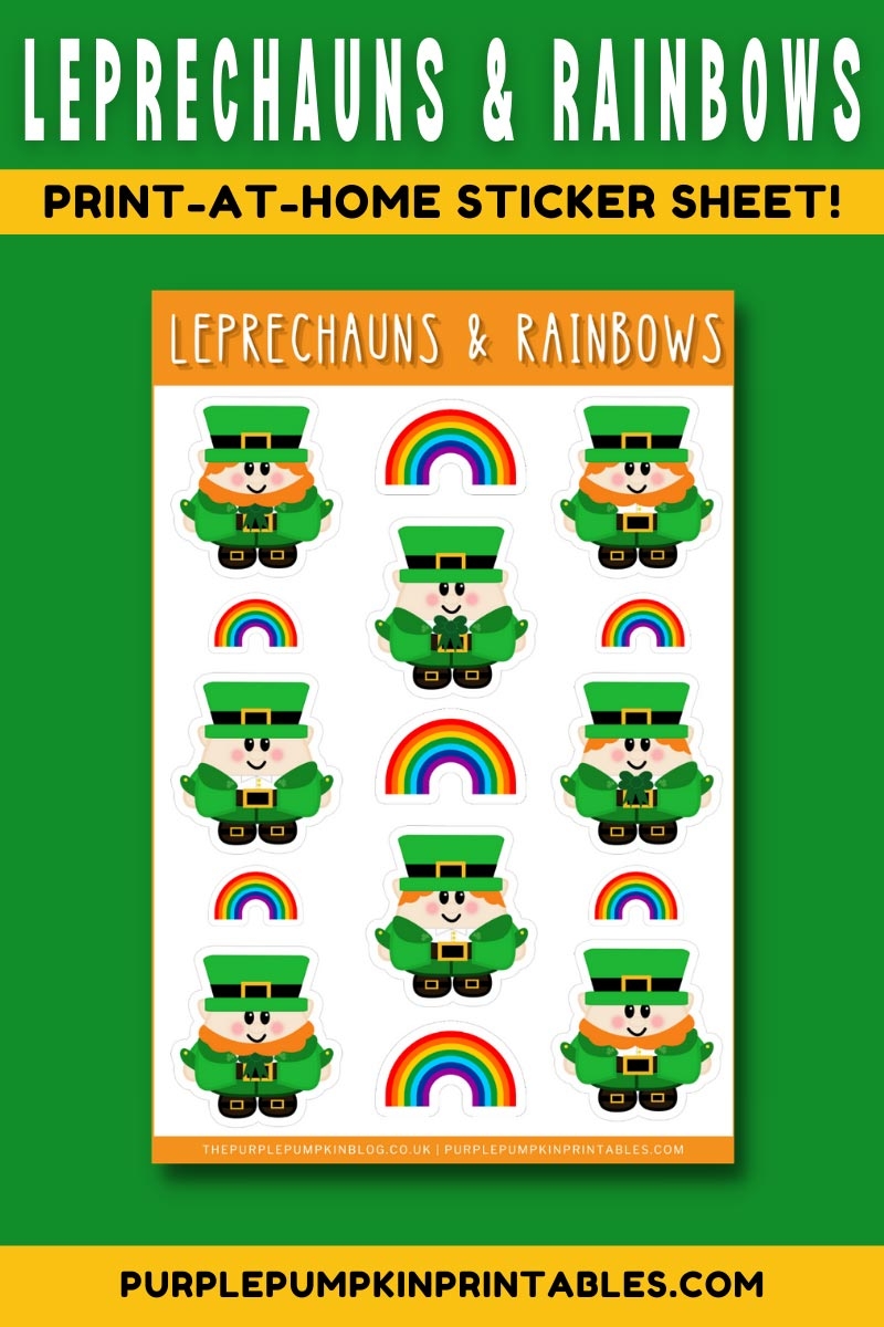 Digital Printable Leprechauns Rainbows Sticker Sheet