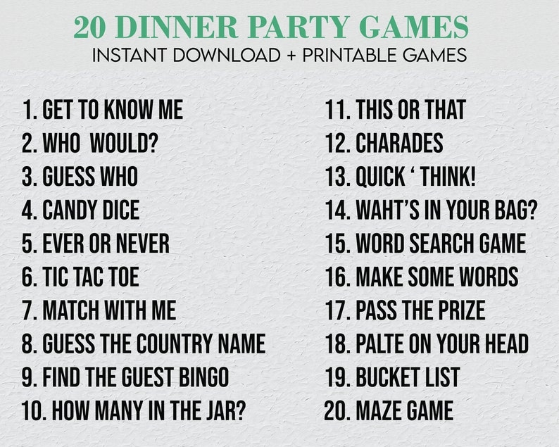 Dinner Party Games Printable Dinner Party Games Dinner Games Dinner 