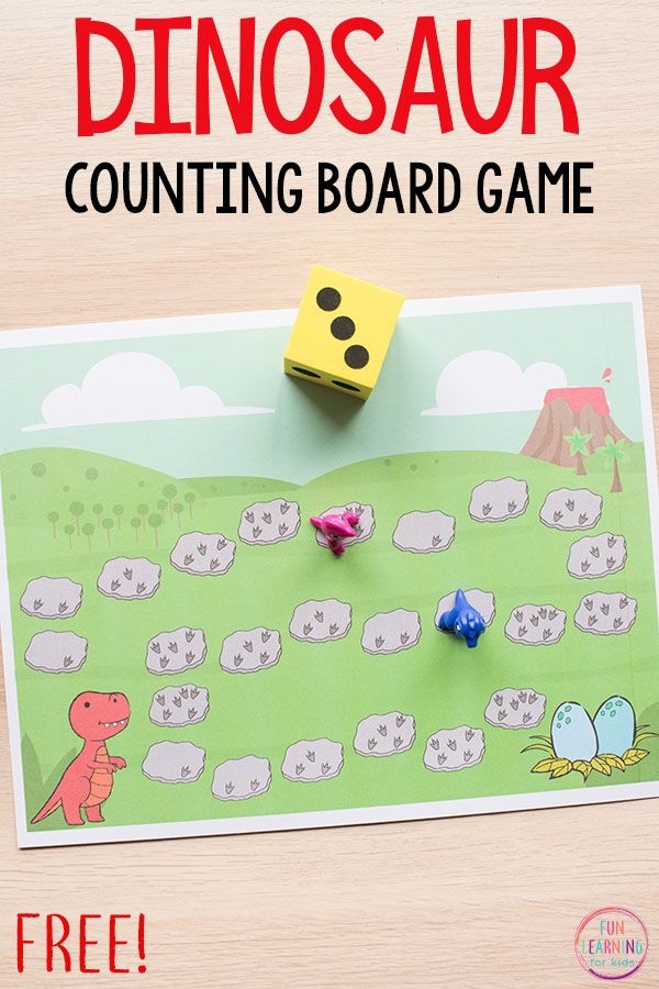 Dinosaur Board Game Counting Free Printable Activity